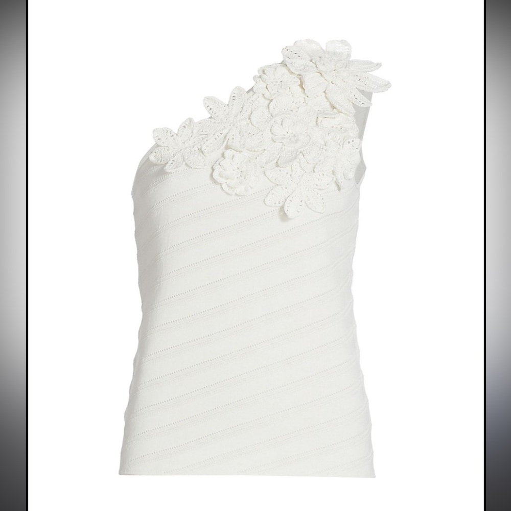 Gorgeous Figue Cappucine Sweater Top - One shoulder - White - XS